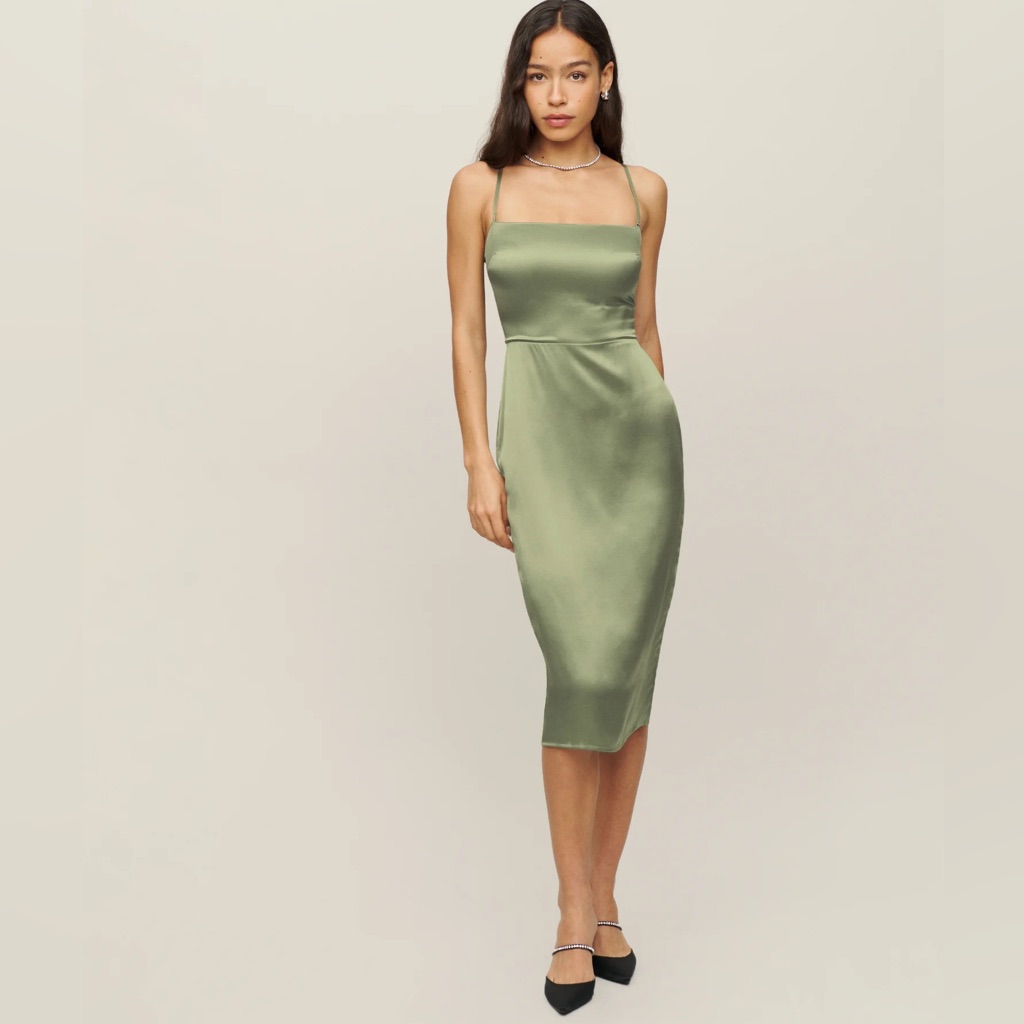 Reformation Oaklie Silk Slip Midi Dress